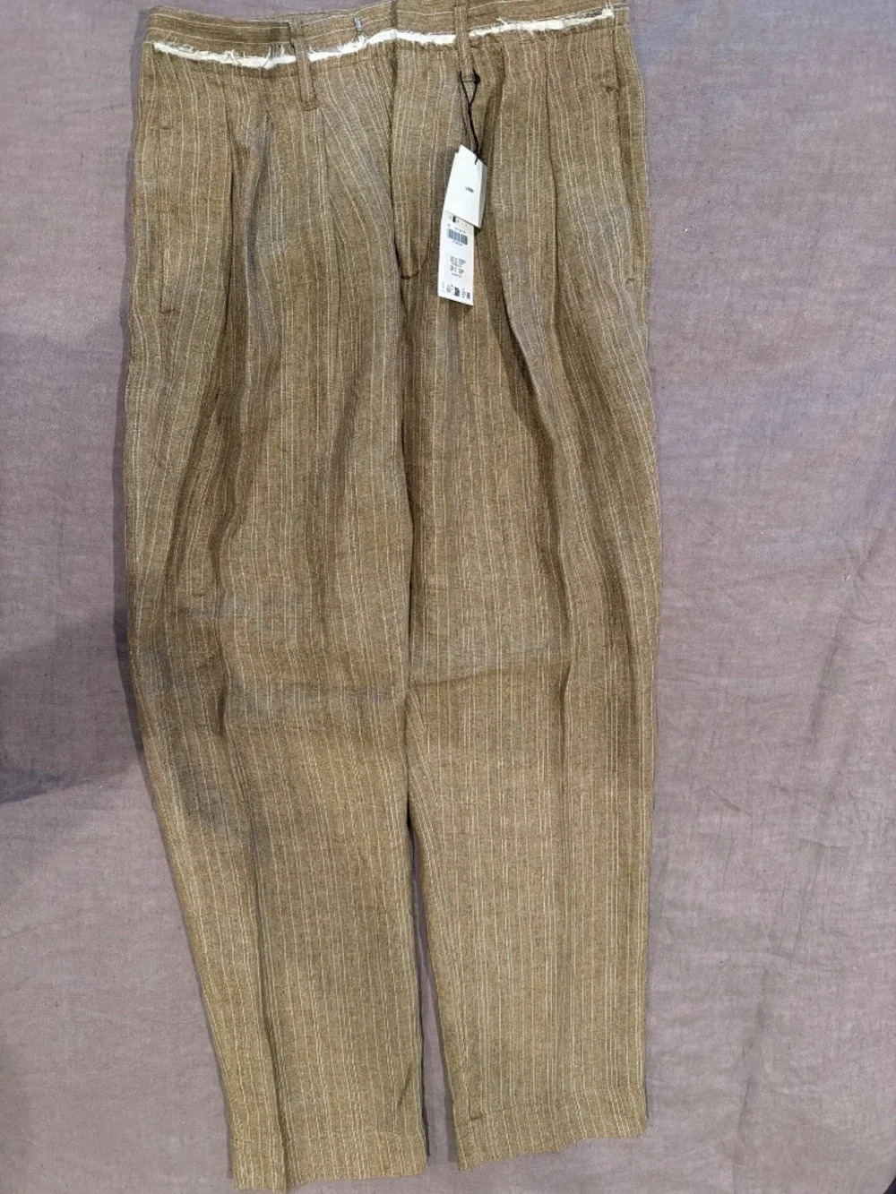 Zara Linen Blend Striped Trousers Size Small NWT